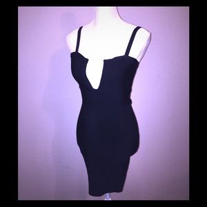 Sexy Deep Plunge Little Black Dress